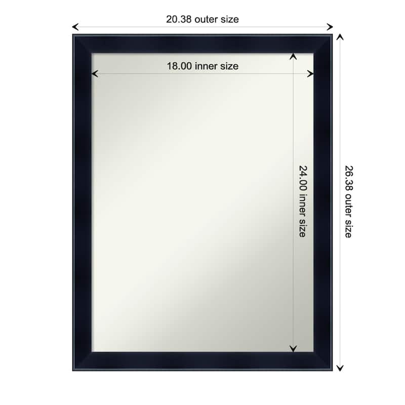 Non-Beveled Wood Bathroom Wall Mirror - Madison Black Frame