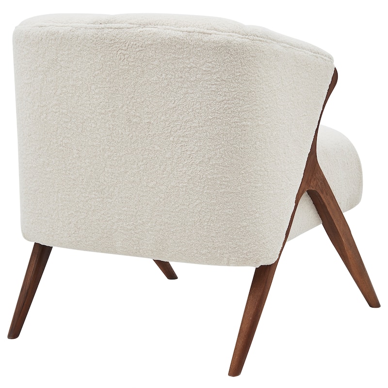 NPD Furniture Florence Faux Shearling Fabric Accent Chair Brown Legs
