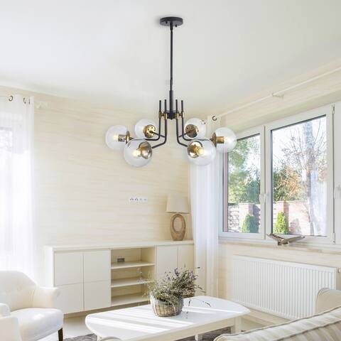 Sputnik Chandelier 6-Light in Black and Imitation Copper Finish