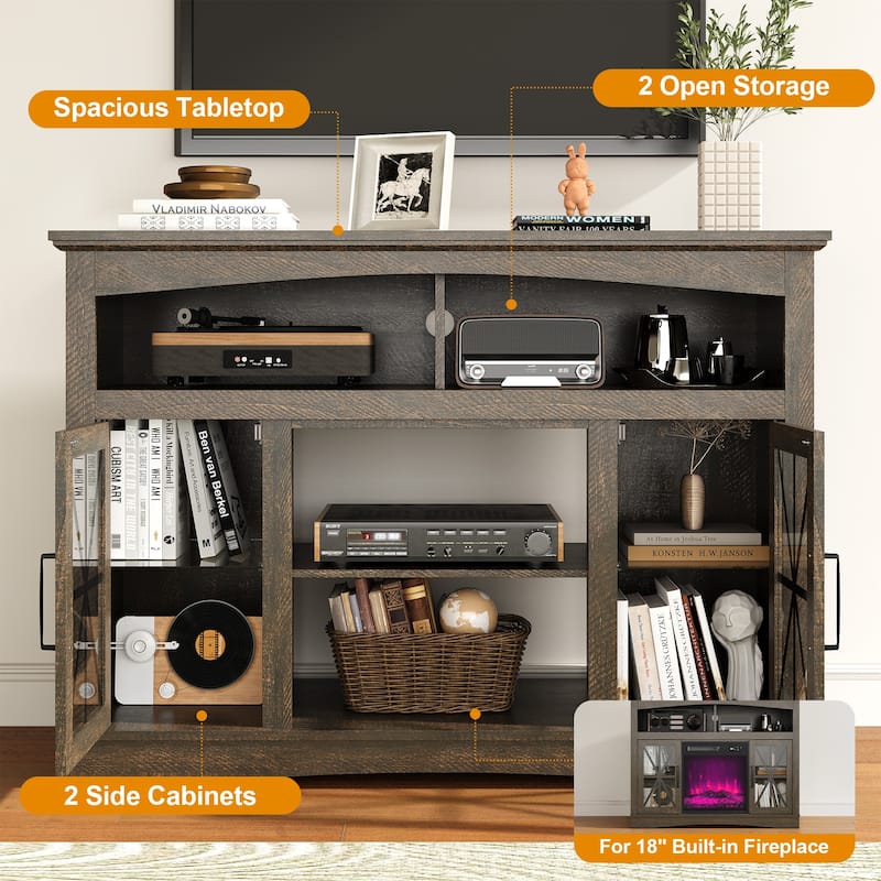 47'' Farmhouse TV Stand with Adjustable Shelves