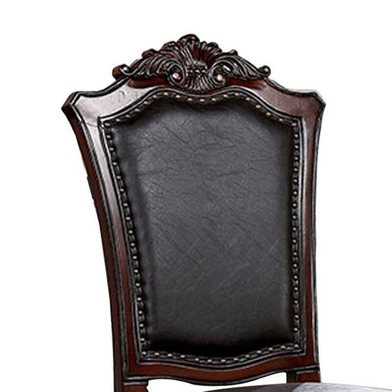 Rich Brown/Black Faux Leather Upholstered Wood Frame Dining Chair, Set of 2, Sturdy Dining Chair for Dining Rooms - 21.75
