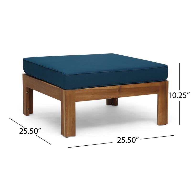 2-Piece Acacia Wood Outdoor Sectional Sofa Set with Water-Resistant Cushions, Ottoman, and Coffee Table - Patio Furniture set