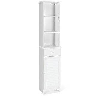 Costway Bathroom Storage Cabinet Linen Storage Cabinet with Doors