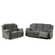 preview thumbnail 1 of 6, 2 Piece Chenille Upholstered Reclining Sofa Set in Gray 2 Piece