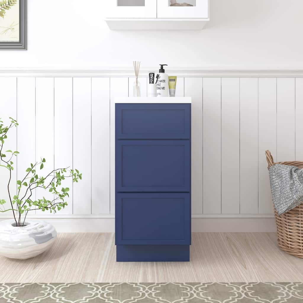 Vanity Art 15" Freestanding Single Base 3 Drawers Storage Cabinet