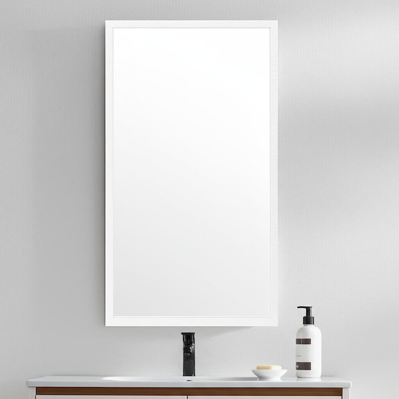 HomeRoots 42" White Framed Bathroom Vanity Mirror - 21.50 in. x 41.50 in. x 1.75 in. - 21.50 in. x 41.50 in.  x 1.75 in.