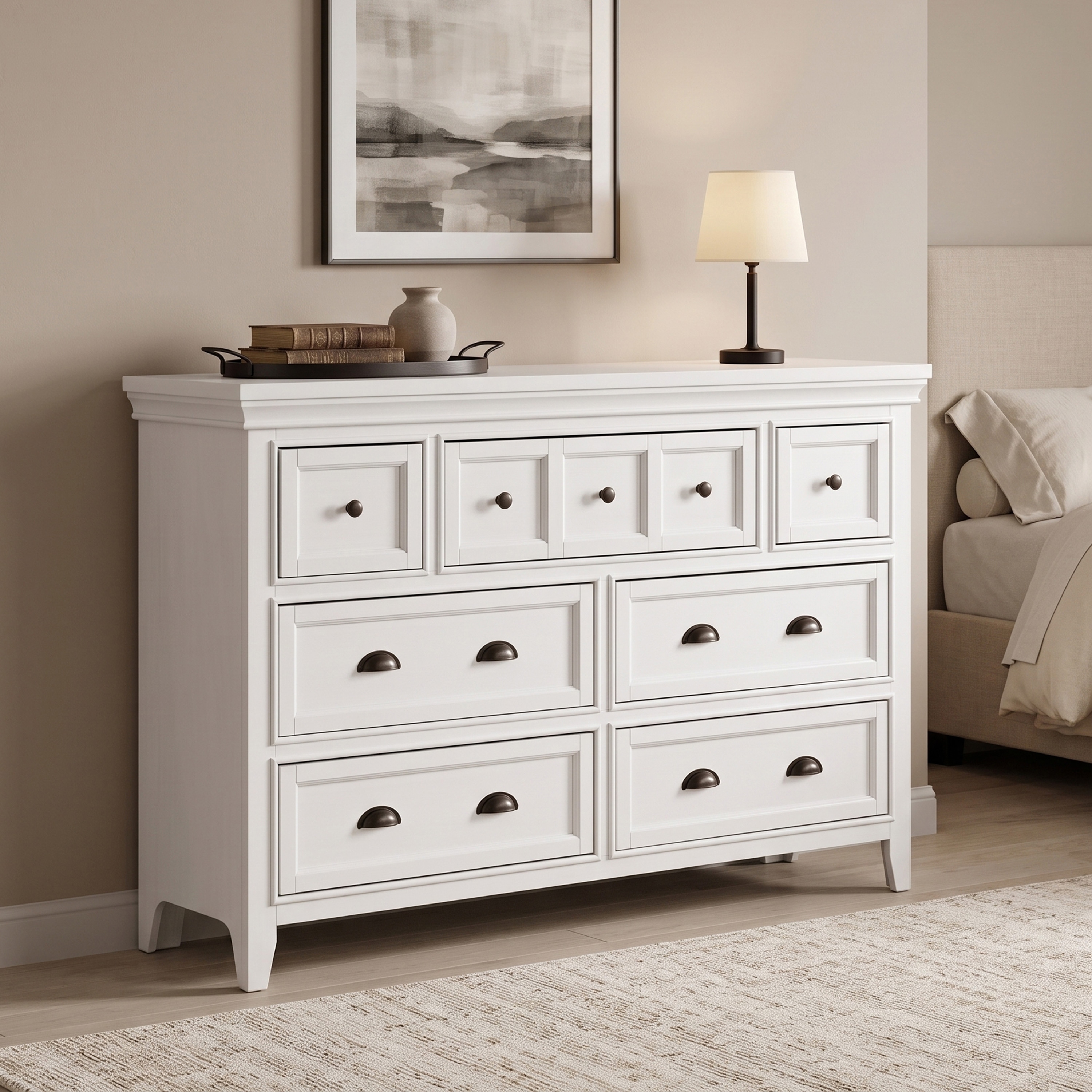 Furniture of America Saer Transitional 56" Wide 7-Drawer Wood Dresser