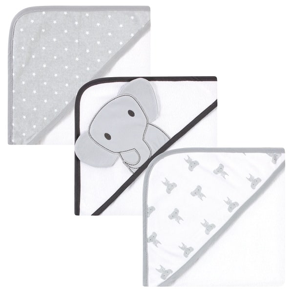 slide 1 of 1, Hudson Baby Unisex Baby Cotton Rich Hooded Towels, Modern Elephant, One Size - Gray Modern Elephant - One Size One Size - Gray Modern Elephant