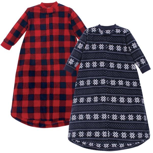 slide 1 of 1, Hudson Baby Infant Boy Long-Sleeve Fleece Sleeping Bag, Sweater Plaid, 0-9 Months - Sweater Plaid - 0-9 Months