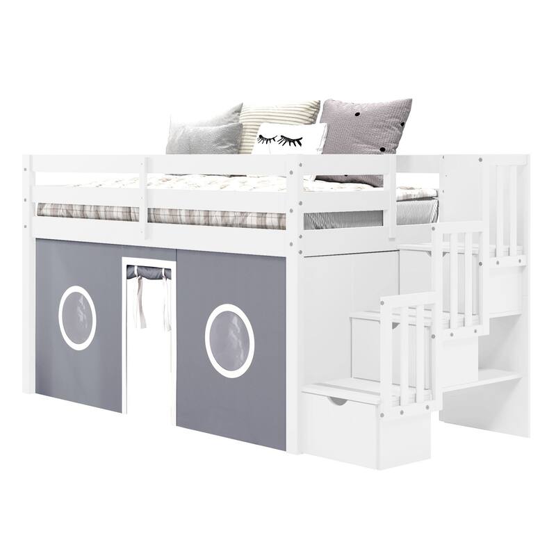 Taylor & Olive Trillium Low Loft Twin Bed with 3 Step-Stairway