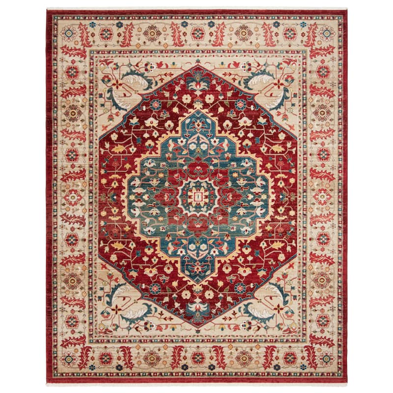 Lauren Ralph Lauren Chloe Traditional Medallion Rug Fringe - 10' x 13' - Beige/Red