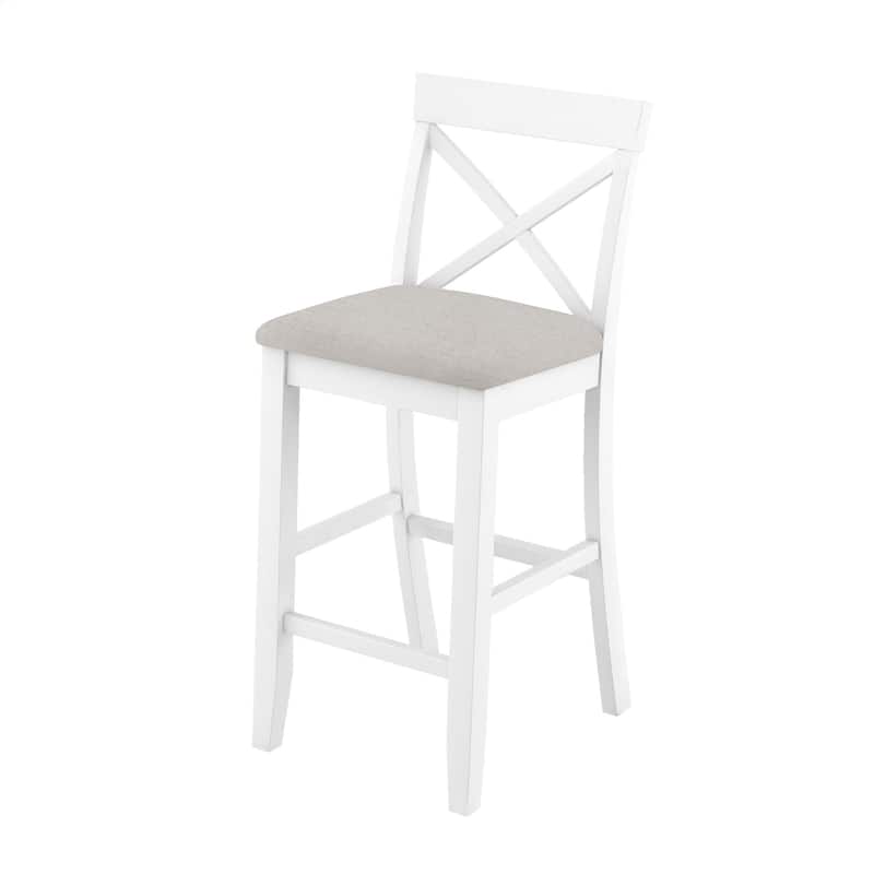 Roomfitters 3-Piece Bar Height Dining Set, 48" Wood Breakfast Nook Table with 2 X-Back Chairs for Small Spaces