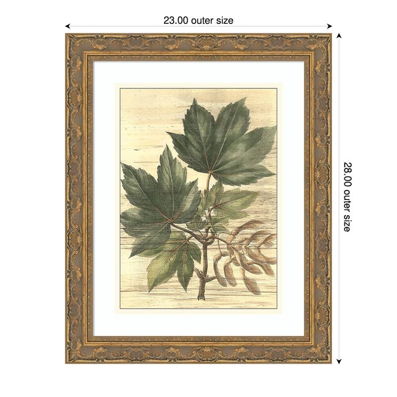 Weathered Maple Leaves No. 2 by Gerard Paul Deshayes Wood Framed Wall Art Print - 23 x 28 in - Gold