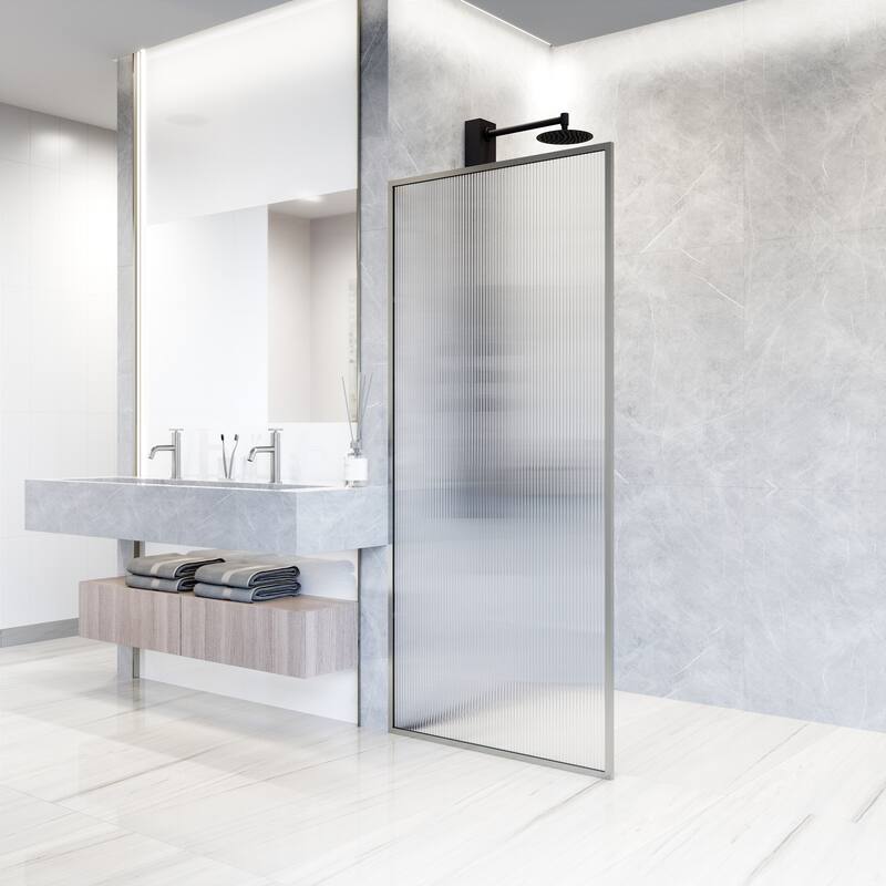 VIGO Meridian 34" W x 74" H Framed Fixed Shower Screen