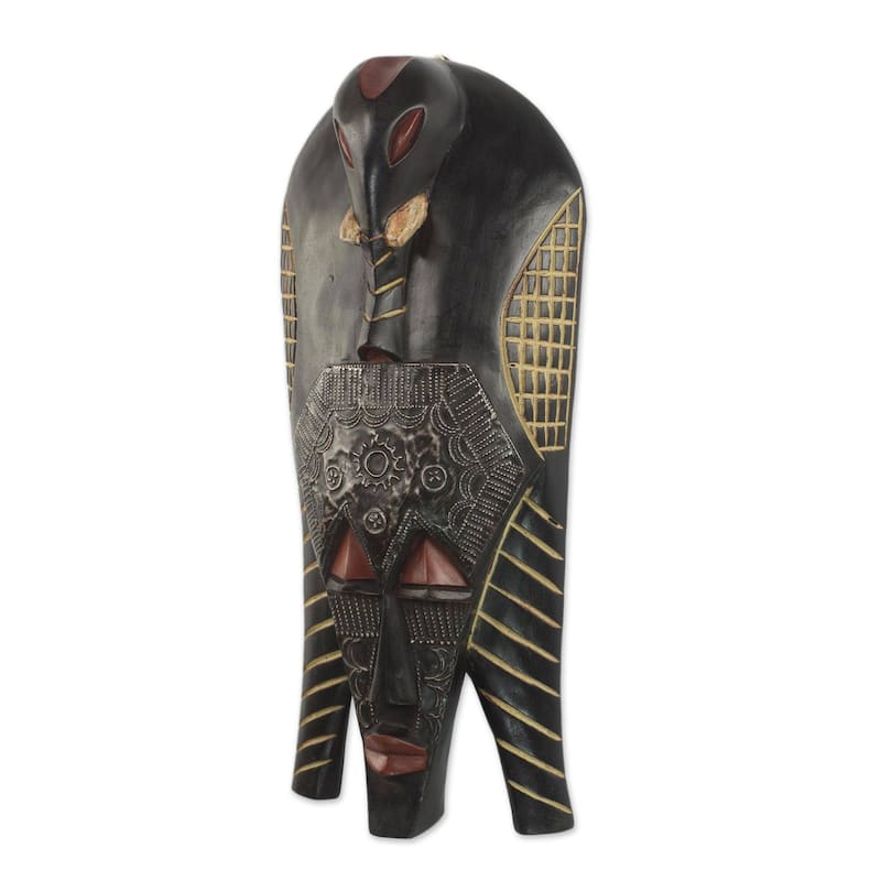 Handmade Elephant Glory African wood mask (Ghana)