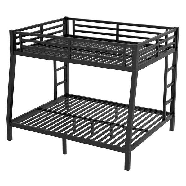 slide 2 of 11, Metal Full XL over Queen Bunk Bed Black