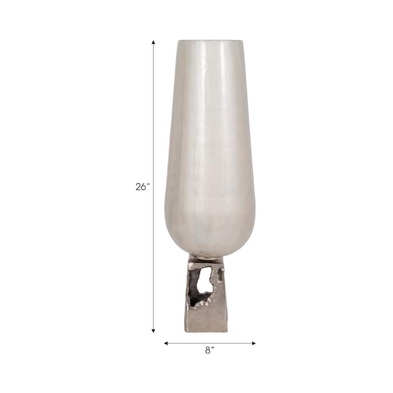 Sagebrook Home Glass and Metal Aluminum Vase with Sculptural Base