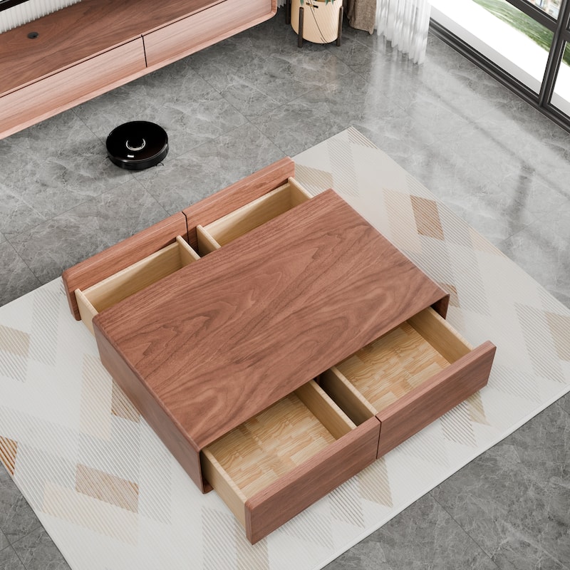 Modland 47" Handmade Modern Coffee Table with 4 Drawers & Rounded Corners - 47.24