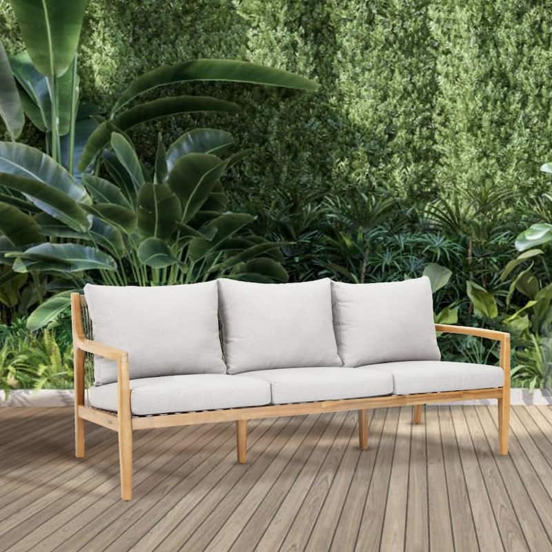 Contemporary 5-piece Outdoor Acacia Wood Conversation Sofa Set with Removable Cushions