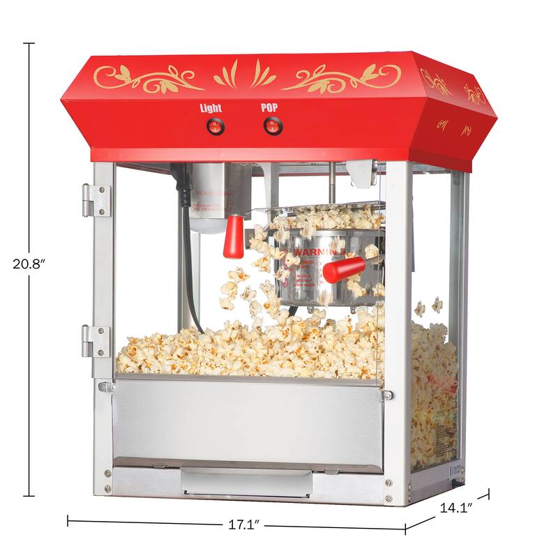 Great Northern Popcorn 4oz Tabletop Popcorn Machine with Warming Light, Red - 4 oz