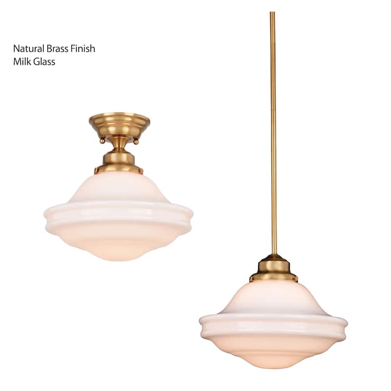 Huntley 1 Light Farmhouse Schoolhouse Pendant White Glass