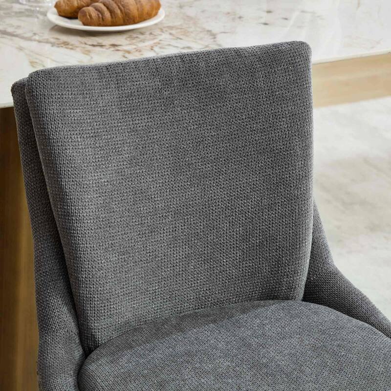 Chenille Upholstered Dining Chairs, Kitchen Chairs with Nailhead Trim & Double-Layer Seat Back Cushions, Solid Wood Legs