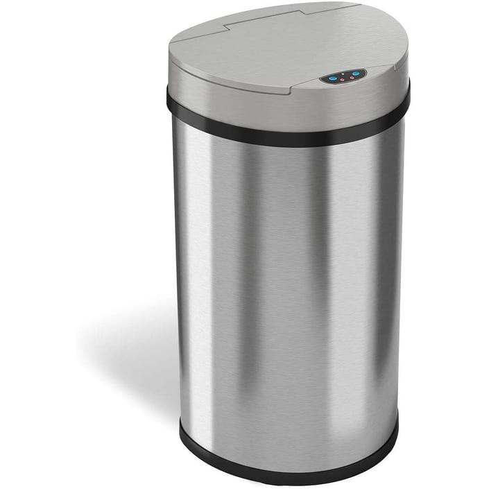 iTouchless 13 Gal Semi-Round Stainless Steel Sensor Kitchen Trash Can