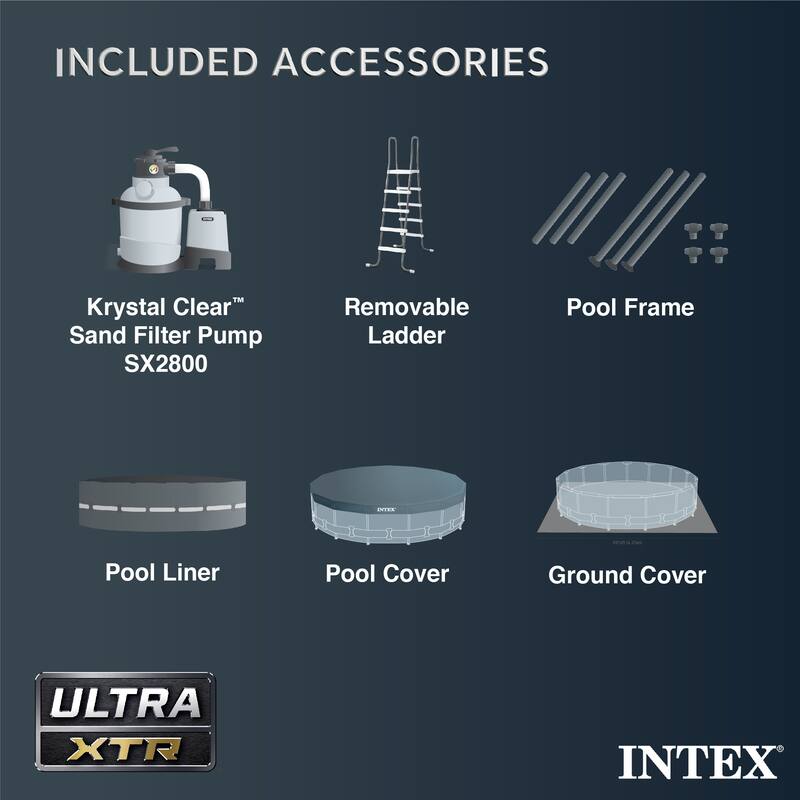 Intex Ultra XTR Frame 26 Foot x 52 Inch Round Above Ground Swimming Pool Set - 26 x 26 x 52 inches
