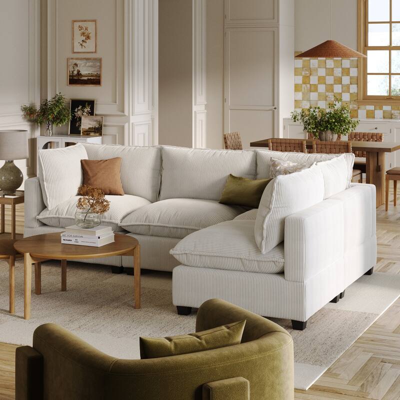 Chelsea Modern Cloud Modular Upholstered Sofa with Deep Seat and Plush Cushions