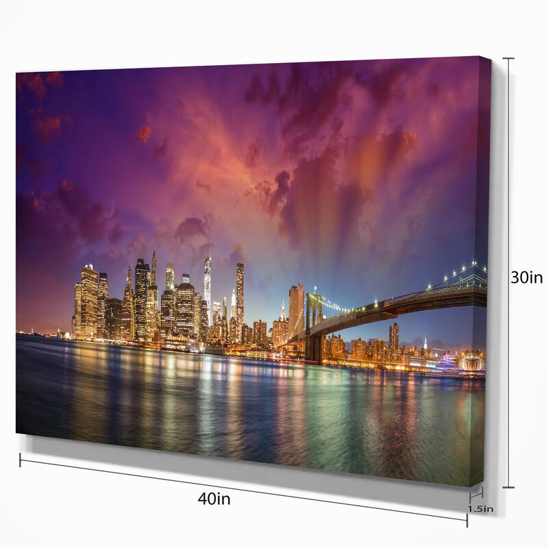 New York Manhattan Skyline with Clouds - Cityscape Canvas print - Multi-color