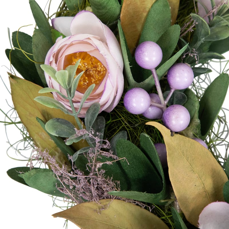 Artificial Mixed Floral and Greenery Spring Wreath - 13" - Purple