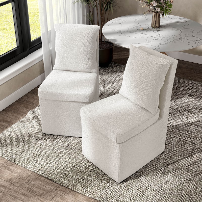 Furniture of America Salantes Modern Boucle Chenille Side Chair with Casters