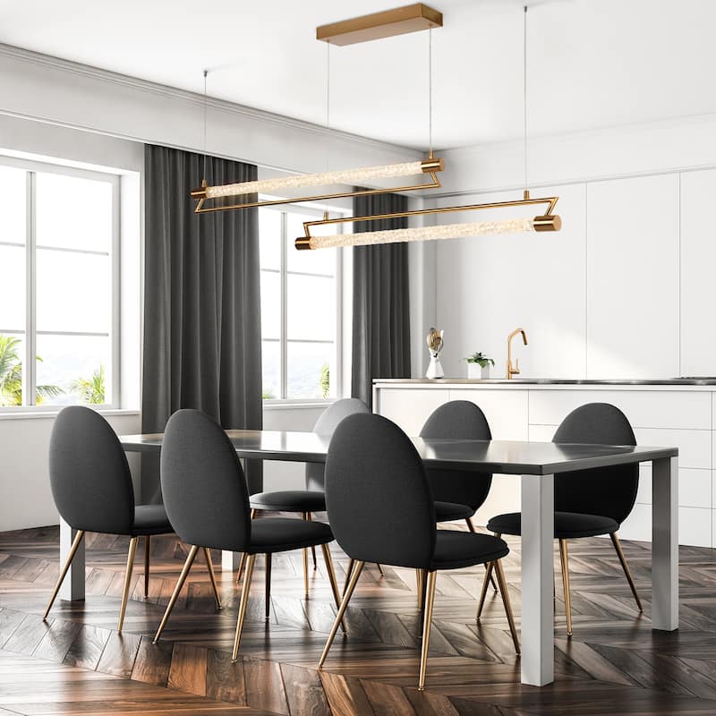 Modern 2-Tier Gold LED Linear Island Chandelier for Kitchen Island Dining Room - W42" x H66.5" Max