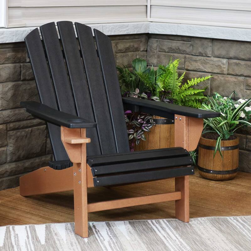 Sunnydaze All-Weather Outdoor Adirondack Chair with Drink Holder