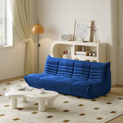 3 Seats Lazy Floor Sofa, Teddy Velvet Sofa Bean Bag Couch