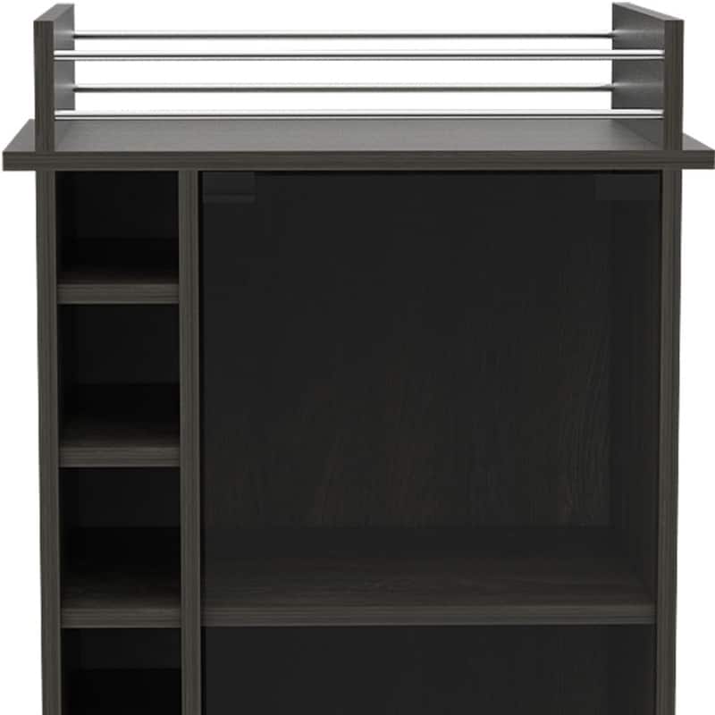 HomeRoots 22" Espresso Wood Rolling Bar Cart With Wine Storage - 21.60 in. x 35.00 in. x 16.30 in.