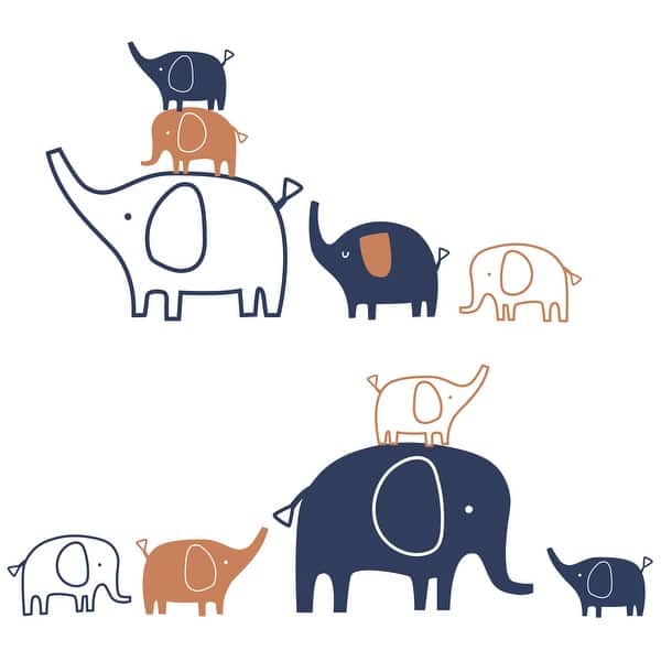 slide 2 of 4, Lambs & Ivy Playful Elephant Blue/White/Caramel Nursery Wall Decals/Stickers