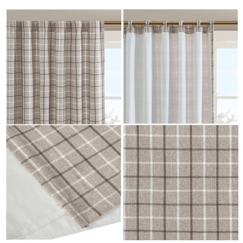 Madison Park Anaheim Plaid Rod Pocket and Back Tab Single Curtain Panel with Fleece Lining