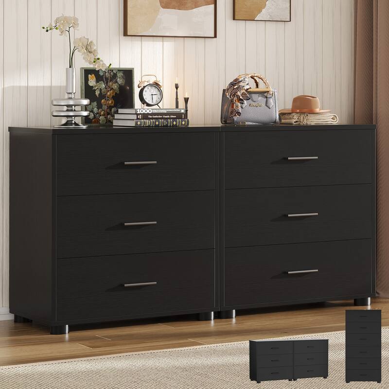 2-Pack Dressers with 6 Storage Drawers, Closet Organizers for Bedroom and Walk-in Closet