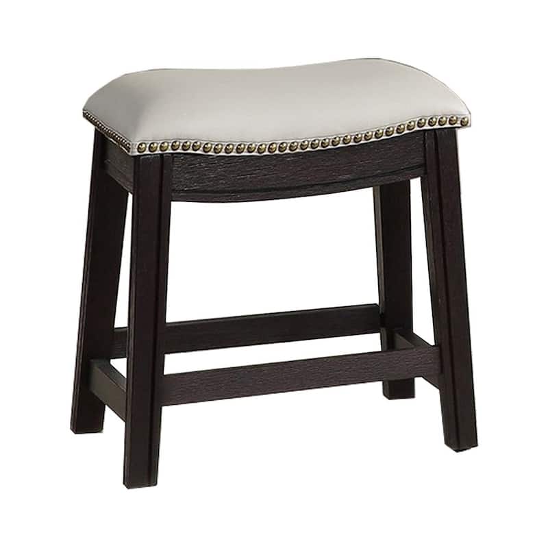 Curved Leatherette Stool with Nailhead Trim, Set of 2 - 18 H x 13.8 W x 18 L Inches