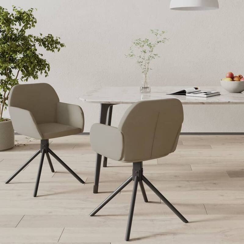 vidaXL Swivel Dining Chairs 2 Pcs Accent Chair for Kitchen Living Room Velvet - 21.3" x 23" x 31.3" - Light gray