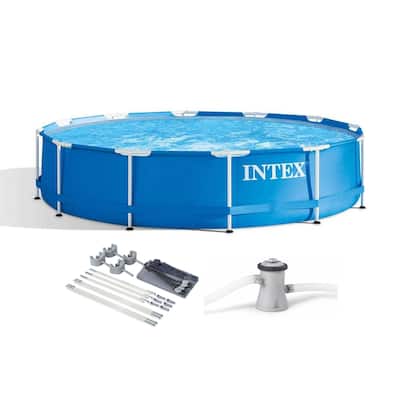 Intex 28211EH 12' x 30" Metal Frame Above Ground Swimming Pool kit with Canopy - 55