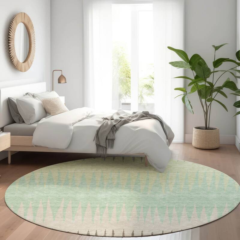 Premium Washable Super Soft Modern Spikes Mayfield Rug - Aloe - 8' x 8'