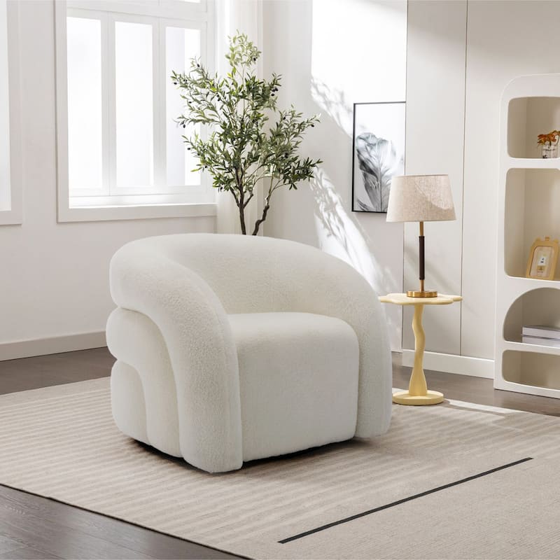 Upholstered Boucle Swivel Accent Chair