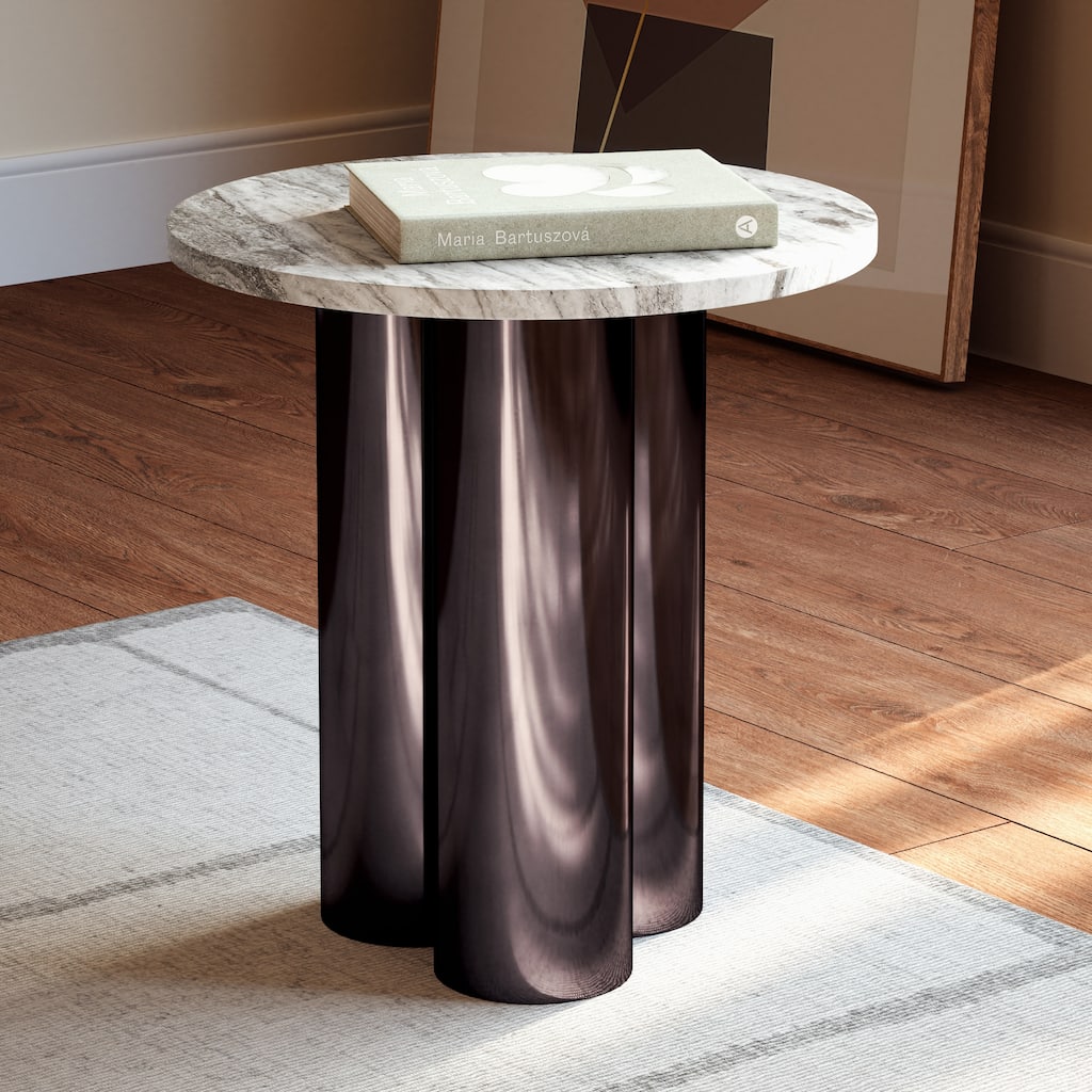 Marbelle - Martie Side Table - Toronto Sand Marble Finish