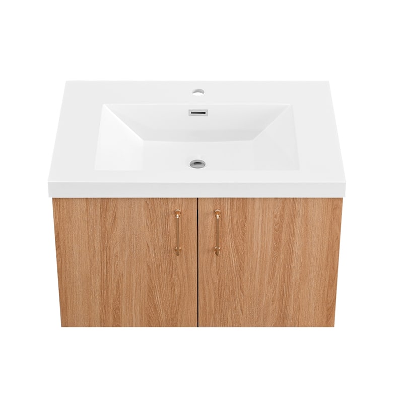 StellarArc 24/ 30 in Wall Mounted Single Sink Bathroom Vanity with Integral Sink Top with Soft Close Door