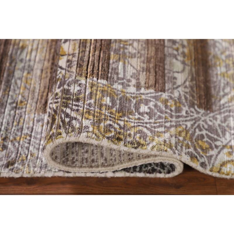 Striped Indo Abstract Oriental Accent Rug Handmade Wool Carpet - 2'8"x 4'10"