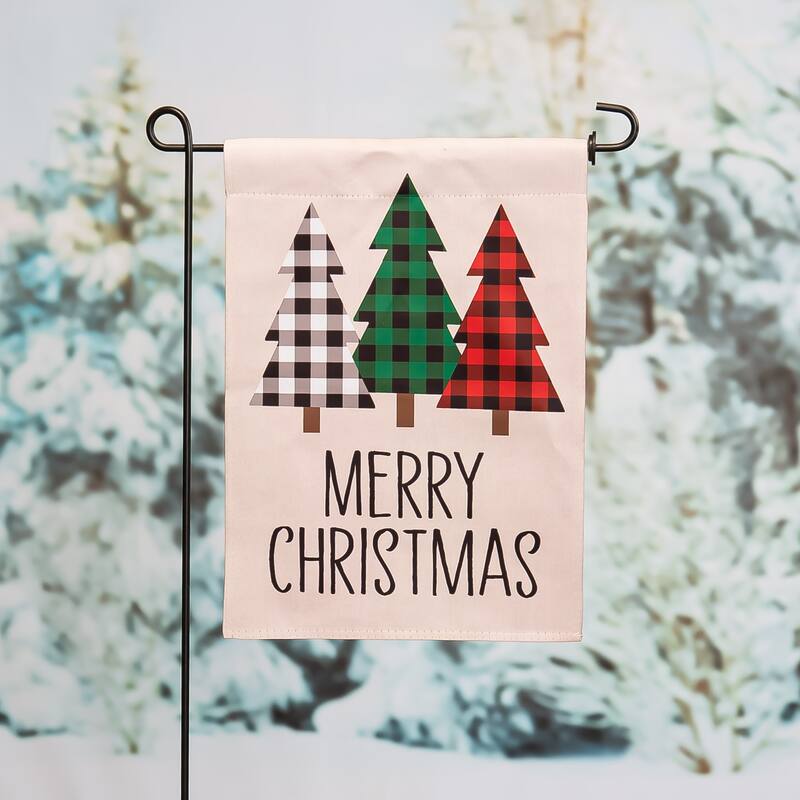 Mixed Pattern Trees "Merry Christmas" Garden Suede Flag, SNL