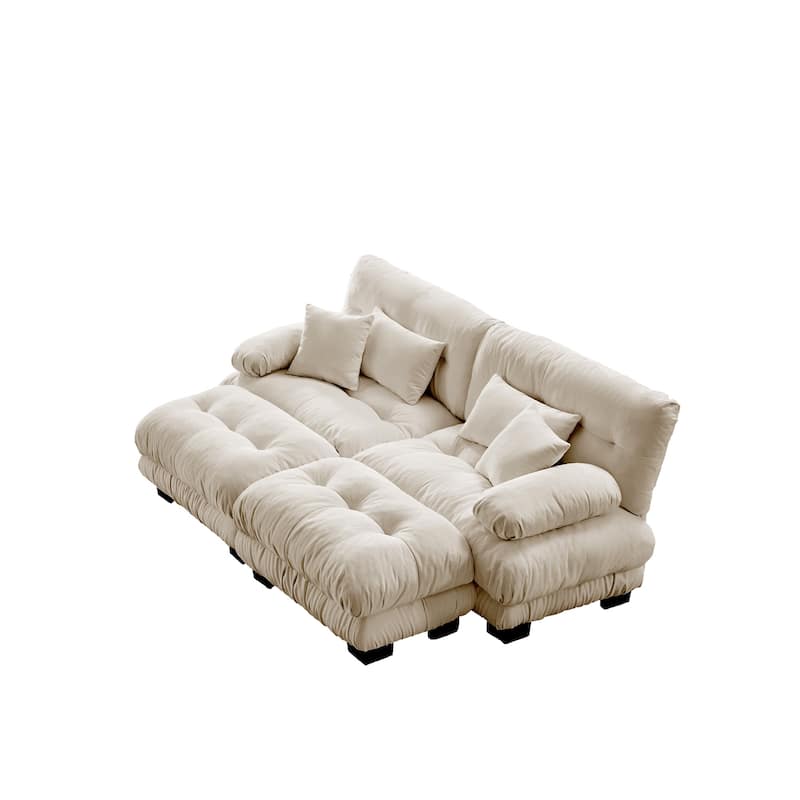 94.4" Loveseat Sofa for Living Room, Chenille Oversized Couch with 4 Pillows, 2 Seater Sofa Love Seat Couches for Apartment
