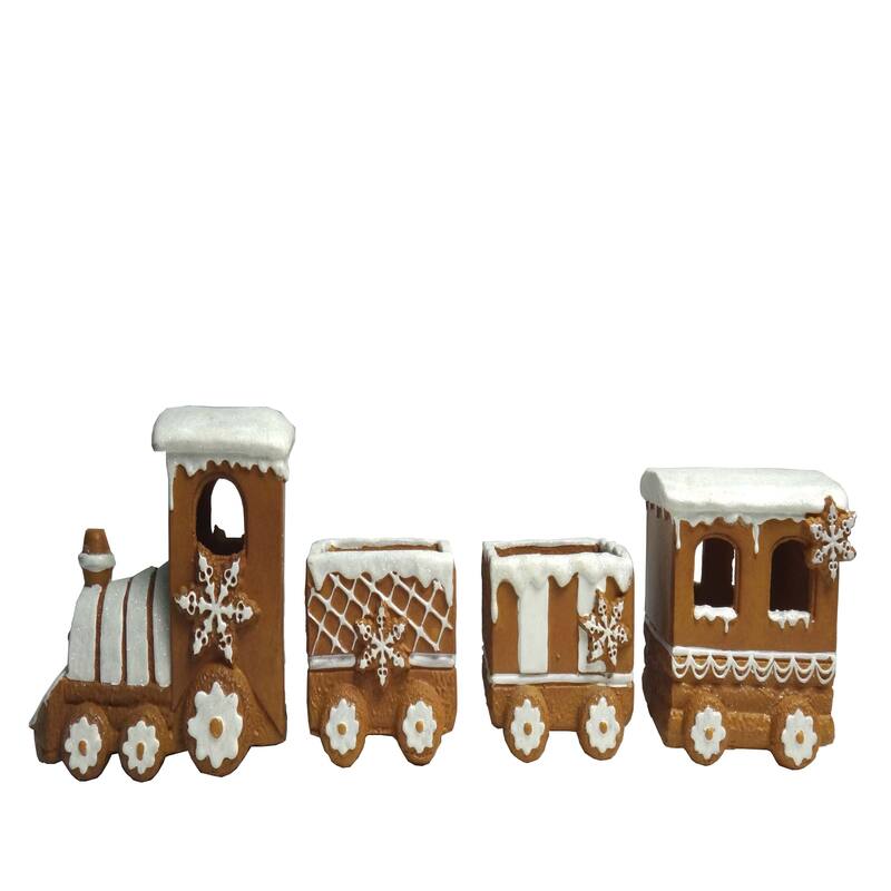 17.75" Frosted Gingerbread Train Tabletop Winter Decor